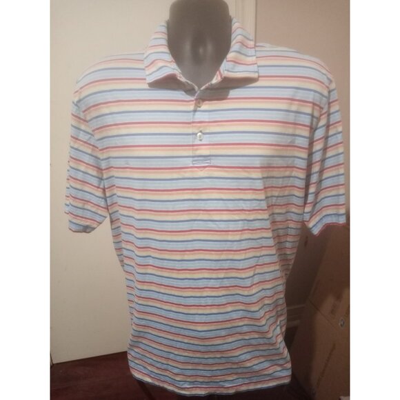 Peter Millar XL Pima Cotton Soft Golf Shirt Rainbow Striped Performance Polo - Picture 1 of 12